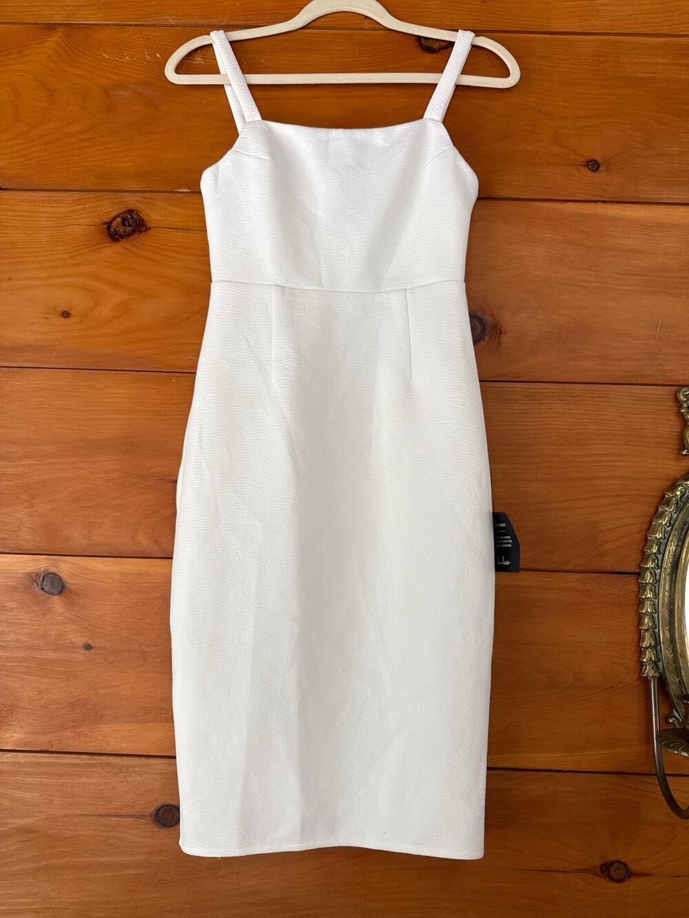 Lulus Guessing Game White Bodycon Midi Dress Fitted Party Classy Extra Small